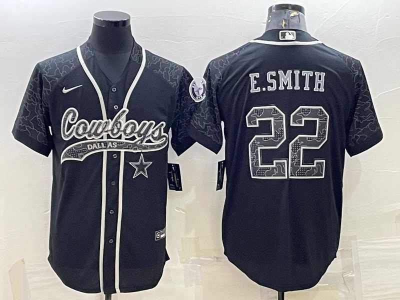 Men's Dallas Cowboys #22 Emmitt Smith Black Reflective Limited Stitched Football Jersey